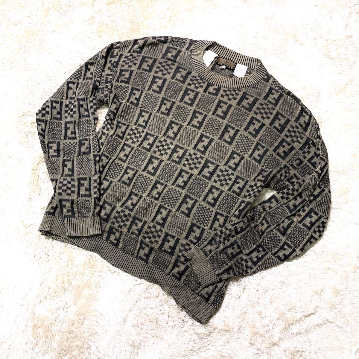 溢れる高級感」 FENDI ズッカ柄 ニットセーター トップス ヴィンテージ 