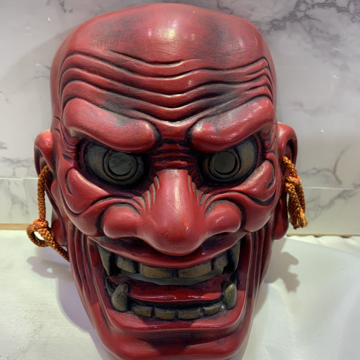 お面/能面/鬼面/赤鬼/神楽面/魔除け/縁起物/掛物/壁掛け/魔除け/置物