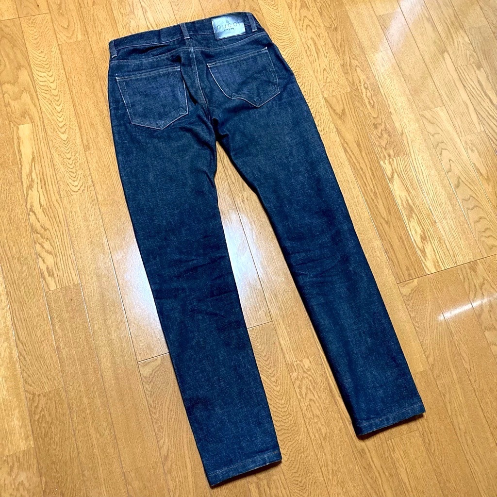 低価，人気SALE 極 GUCCI イタリア製 定価:108 500円 グッチ 黒に近い濃紺 シェリーライン デニム ジーンズ パンツ レザー/メンズ(ボトムス)｜売買されたオークション情報、yahooの商品情報をアーカイブ公開 - オ 男性用