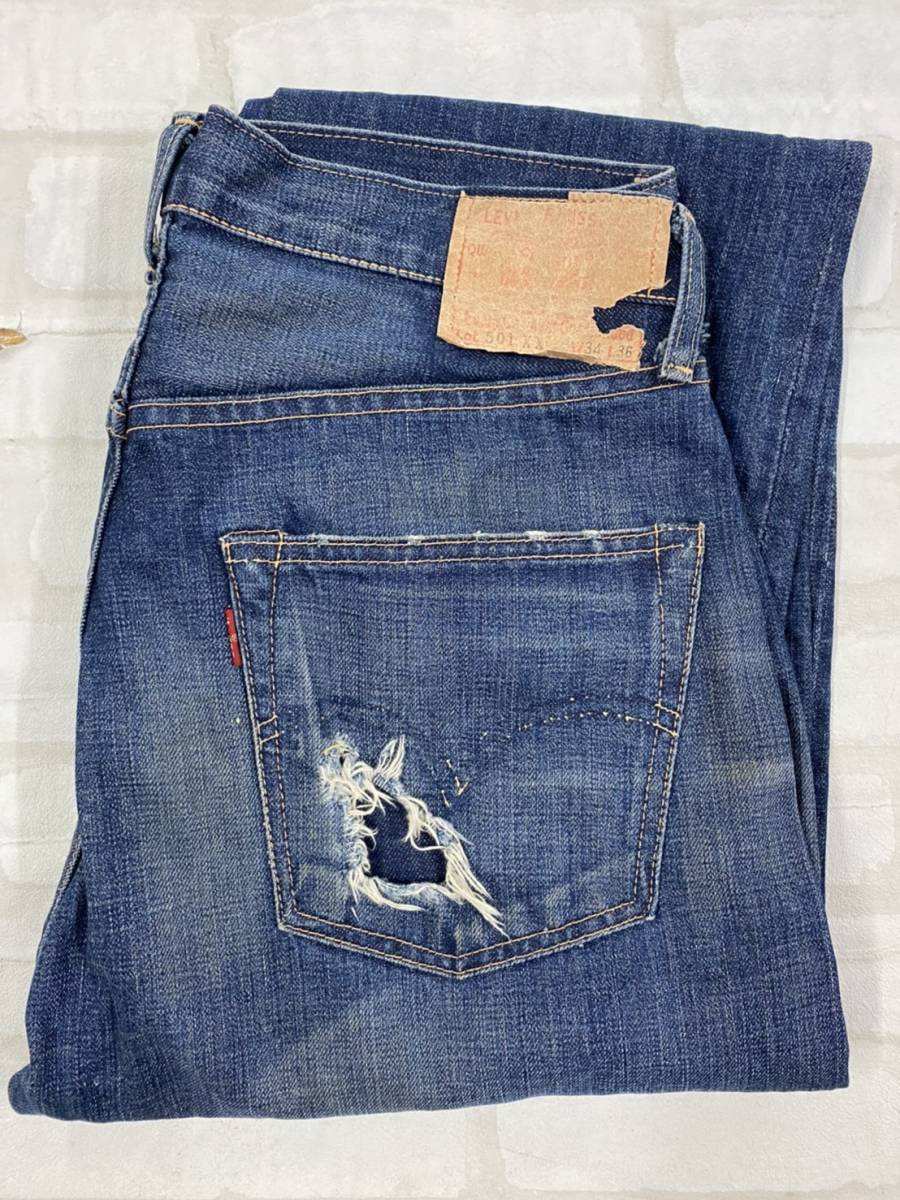 □ リーバイス 50s復刻 55501 501XX 日本製 ダメージ加工 ビックE W34