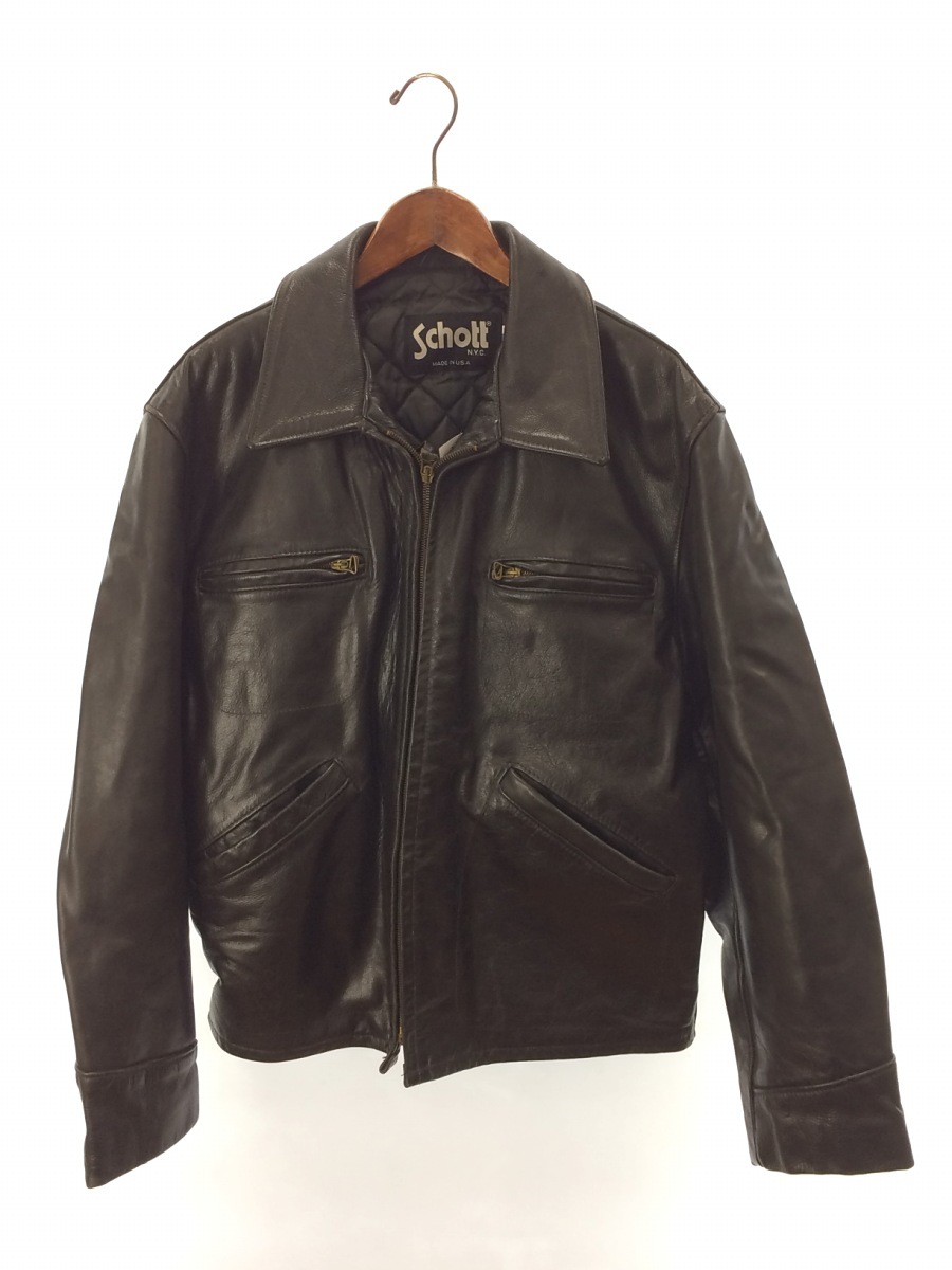 Schott◇シングルライダースジャケット/44/牛革/BLK/07203(Sサイズ