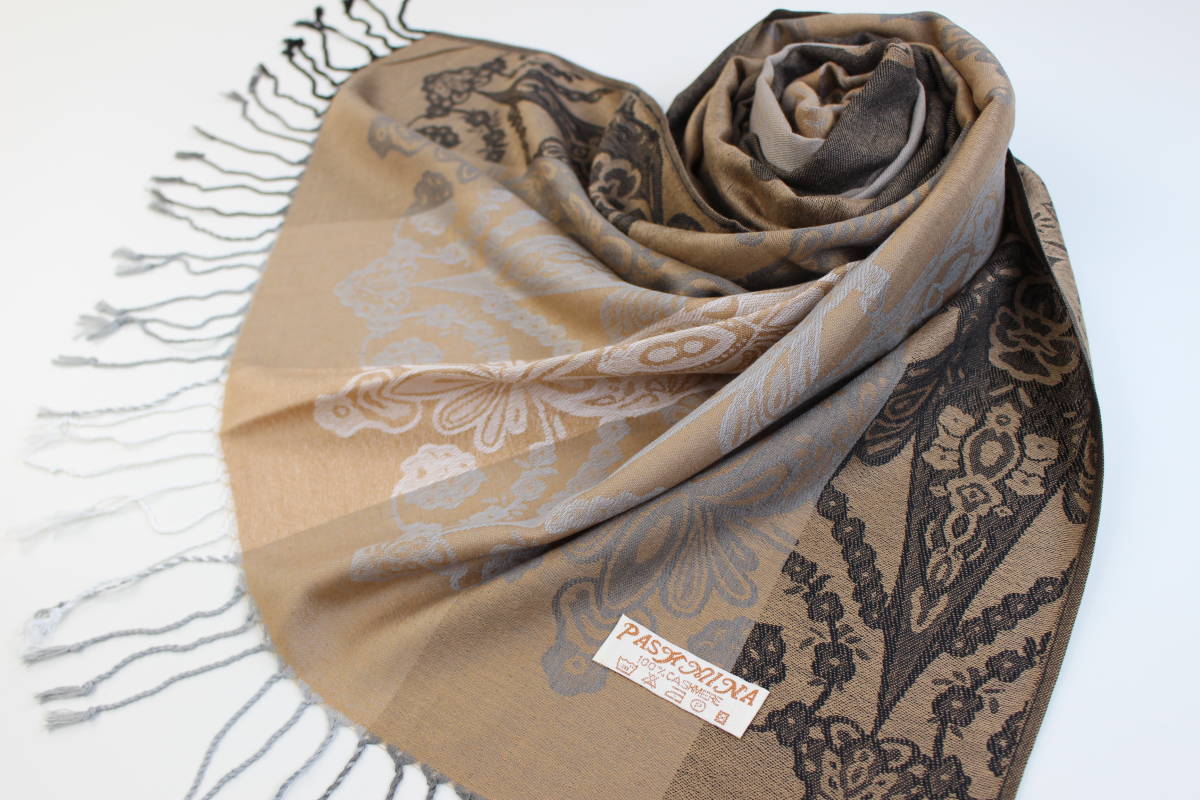 新品【パシュミナ Pashmina】華 ペイズリー柄ミックス 大判 ストール 