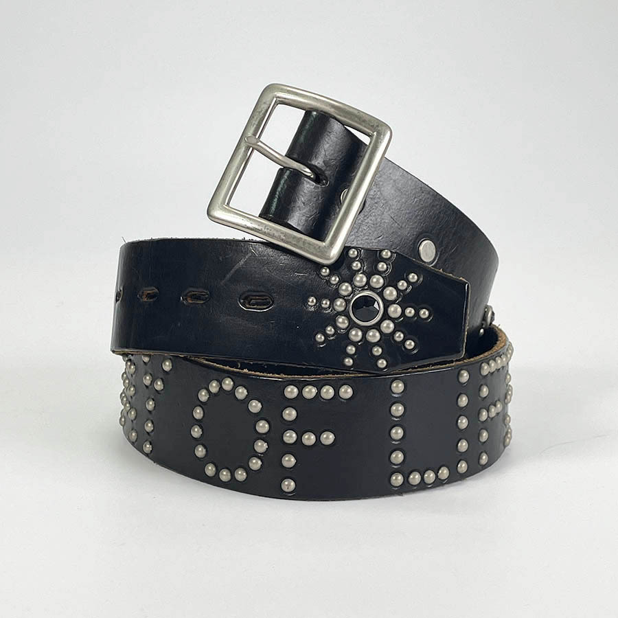 【Bランク】HTC HOLLYWOOD TRADING CONPANY スタッズ レザー ベルト WAY OF LIFE 黒 ブラック