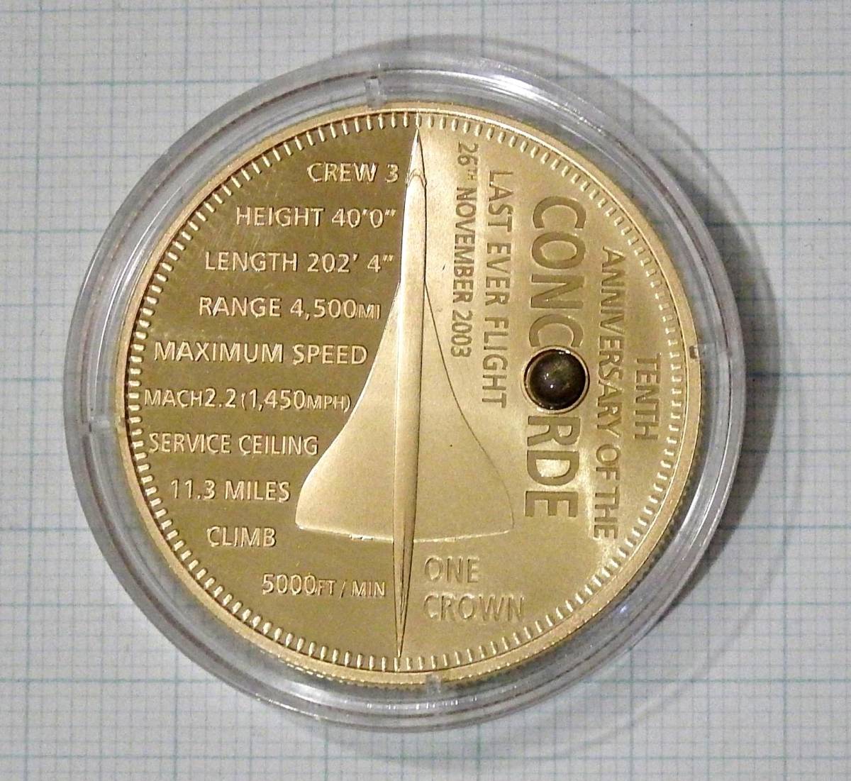 大珍品　金仕上げ　コンコルドチタン合金片入★トリスタン・ダ・クーニャ　１クラウン　２０１３年　プルーフ　完全未使用★Z