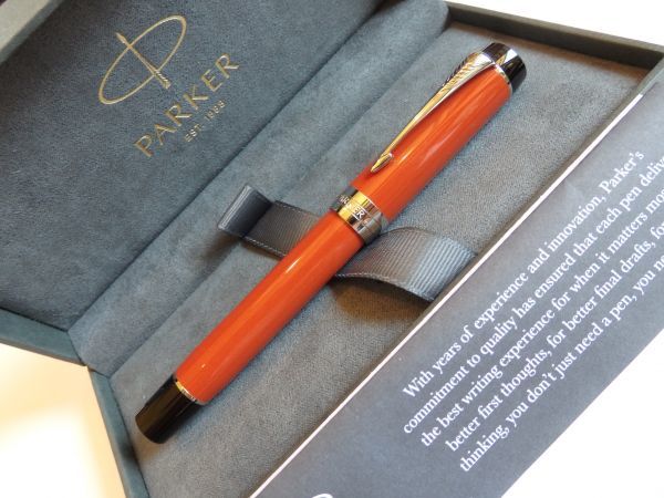 ◆【試筆程度】パーカー　デュオフォールド　センテニアル万年筆　 ビッグレッド　ペン先：18K750ソリッドゴールド　F