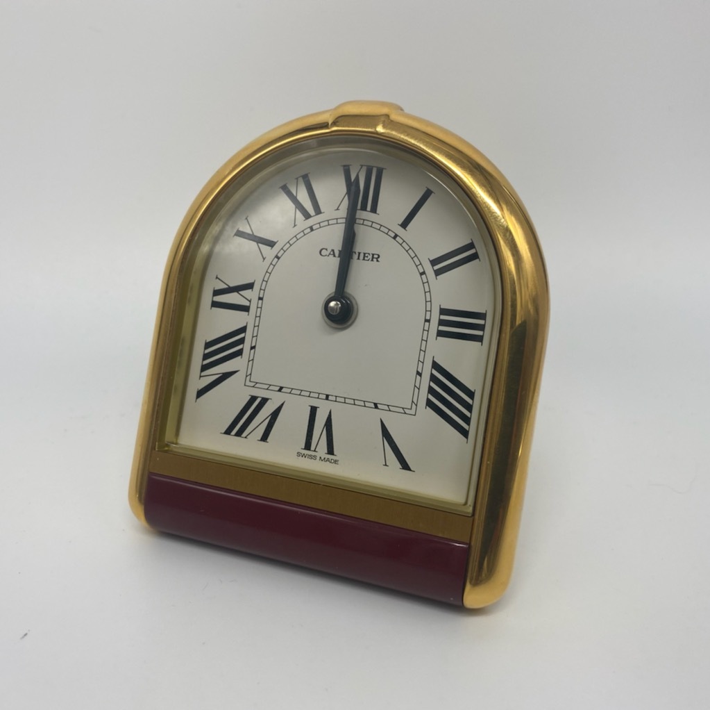 Cartier】カルティエ 卓上 置時計 トラベルクロック ローマン QZ