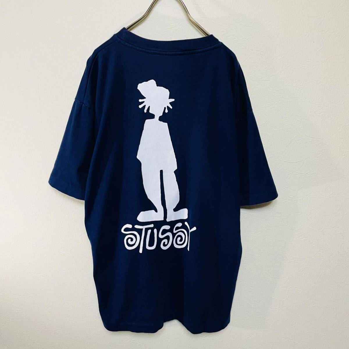 ステューシー Tシャツ 90s 紺タグ シャドーマン バックプリント USA製 