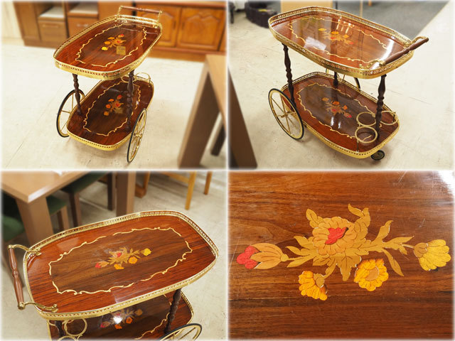 象嵌サービスワゴン 515x770x635mm 定番商品 ヨーロピアンアンティーク