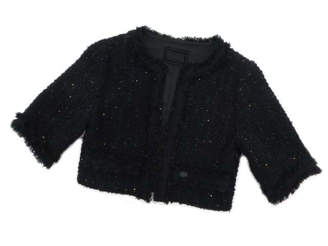 FOXEY　BOUTIQUE　ツイードジャケット　34863　ミッドナイト　38　コットンBLEND　＃ツイード　＃ロゴプレート　中古A1　AP-81936 FOXEYのフリマアイテム一覧 FOXEY 0 BOUTIQUE(フォクシーブティック) ツイードジャケット34863 BOUTIQUEフォックスファーカシミヤジャケット