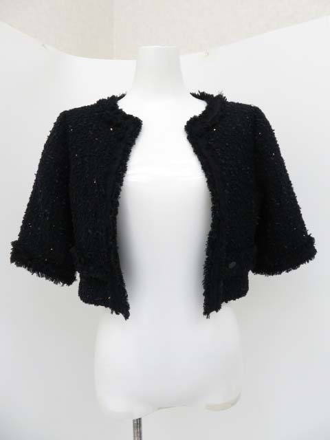 FOXEY　BOUTIQUE　ツイードジャケット　34863　ミッドナイト　38　コットンBLEND　＃ツイード　＃ロゴプレート　中古A1　AP-81936 FOXEYのフリマアイテム一覧 FOXEY 0 BOUTIQUE(フォクシーブティック) ツイードジャケット34863 BOUTIQUEフォックスファーカシミヤジャケット