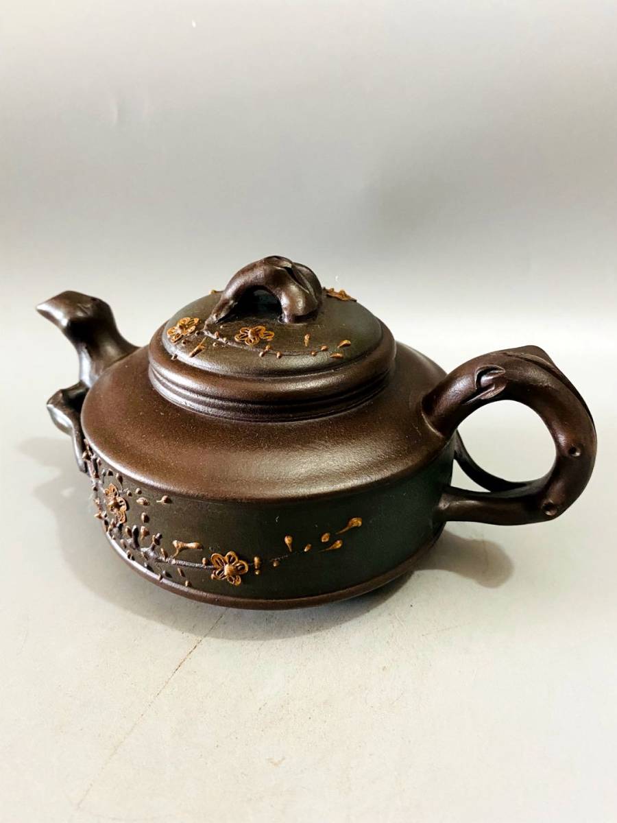 彩花鳥提梁壺 茶壺 茶道具 茶器 工芸品 美術品 置物 美術品