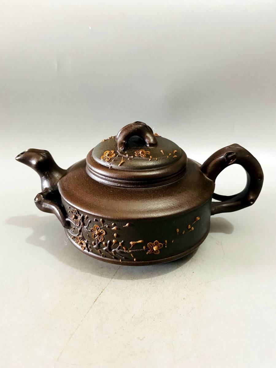 惠】XHR1172958 紫砂壺 茶壺 急須【双色梅花】 煎茶道具 紫砂 工芸品