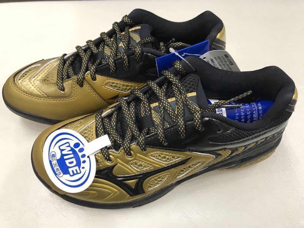 【71GA171099】MIZUNO(ミズノ) バドミントンシューズ ウェーブファングSS2 限定色 ゴールド サイズ25.5 新品未使用 タグ付