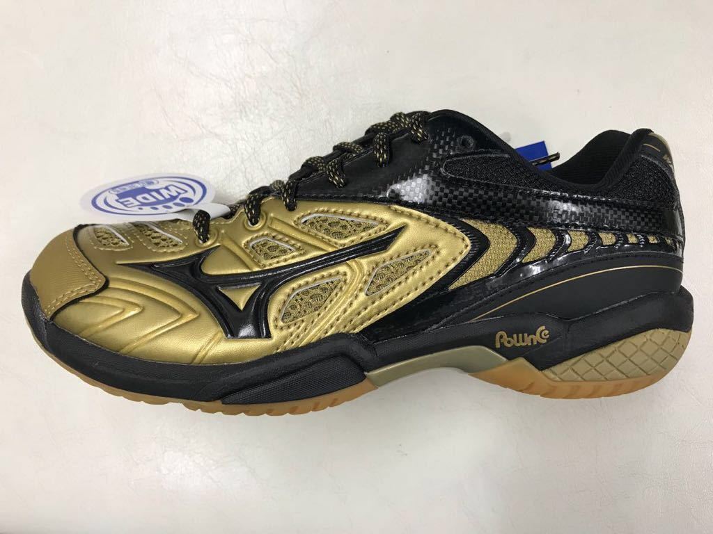 【71GA171099】MIZUNO(ミズノ) バドミントンシューズ ウェーブファングSS2 限定色 ゴールド サイズ25.5 新品未使用 タグ付