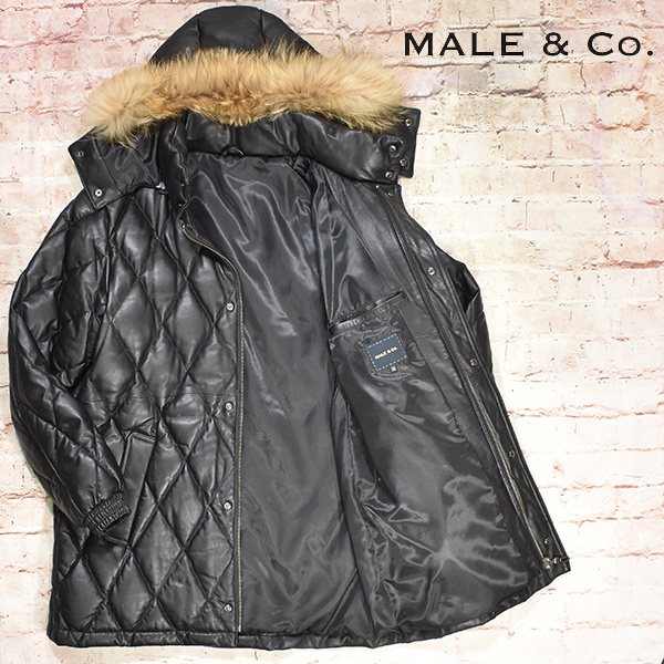 美品 MALE&Co.メイルアンドコー ダイヤキルティング レザーダウン  