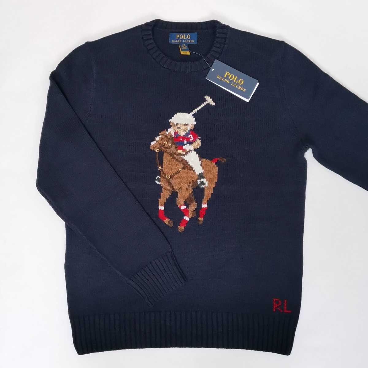 Ralph Lauren 新作！ セーター ネイビー ラルフローレン 国内正規品 レディースS～Mサイズ相当 Poloベア&BigPony ポロベア ビッグポニー