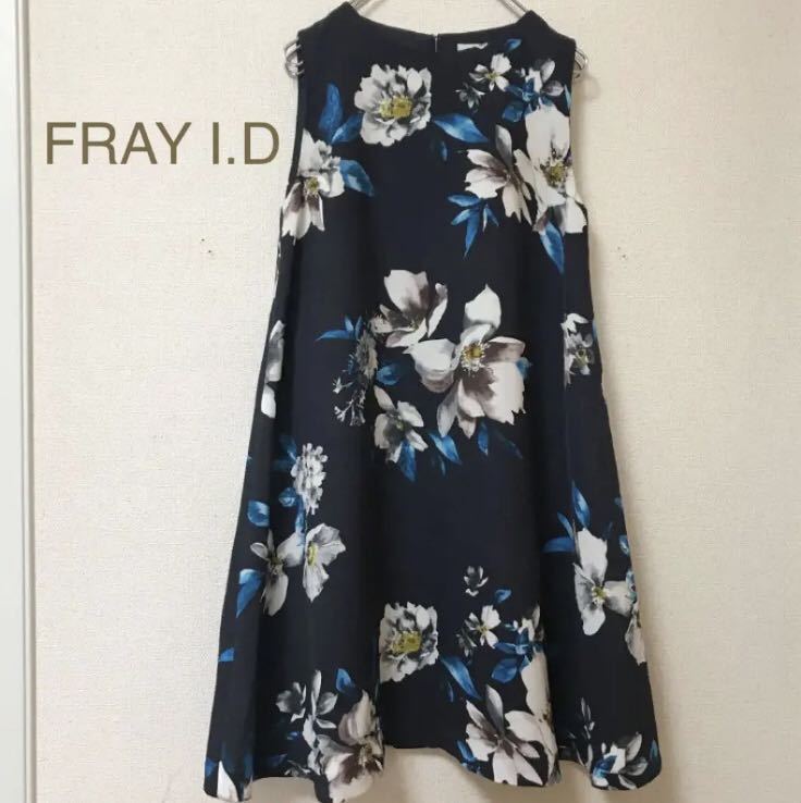 送料無料，格安 フレイアイディー FRAY I.D ノースリーブ花柄ワンピース チュニック ネイビー Sサイズ ひざ丈ワンピース 総柄 裏地あ(Sサイズ)｜売買されたオークション情報、yahooの商品情報をアーカイブ公開 Sサイズ