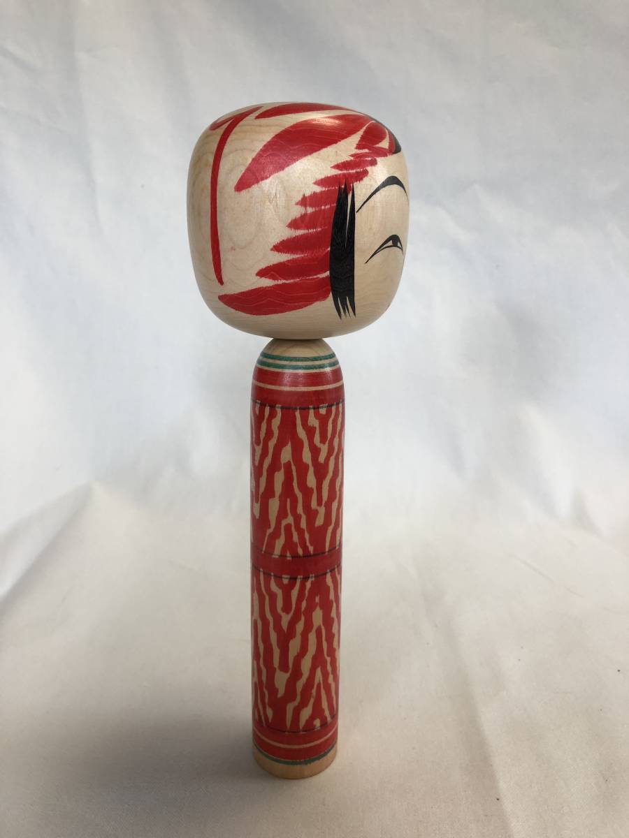 値段 販売 伝統こけし 遠刈田系 佐藤英太郎 作品（24.0cm 木目柄W