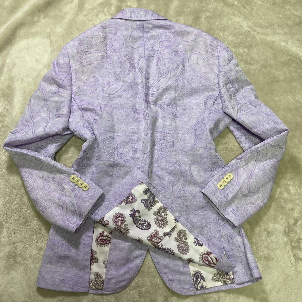 ☆美品☆爽快！リネン×総柄ペイズリー☆エトロ ETRO テーラード 