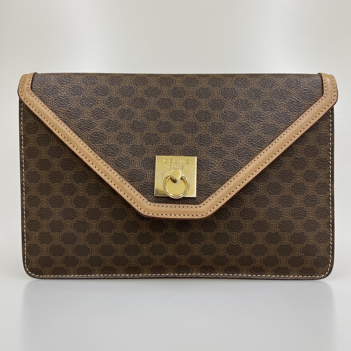 1円スタート セリーヌ CELINE マカダム柄 クラッチバッグ PVCレザー