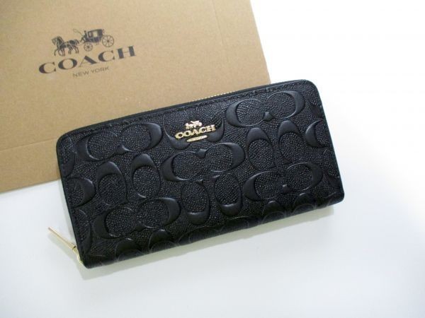 COACH 長財布 新品 同様 未使用 正規品 [67] ジッピーウォレット メンズ レディース F53834 シグネチャー ラグジュアリー ブラック