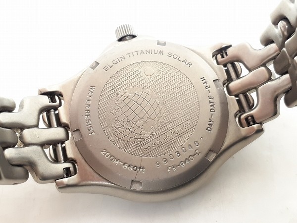 F601-N12-3186◎ 稼働 ELGIN エルジン FK-940-C グレー文字盤 チタン製 