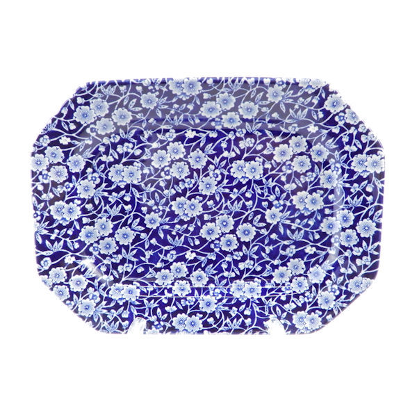 バーレイ ブルーキャリコ 角皿 1枚 25cm プレート 長方形皿 中皿