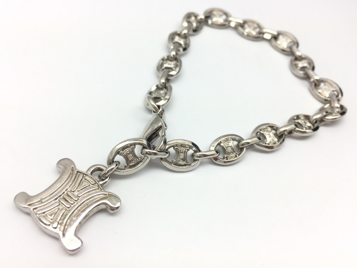 9w2242】 アクセサリー CELINE トリオンフ ブレスレット シルバー 中古 