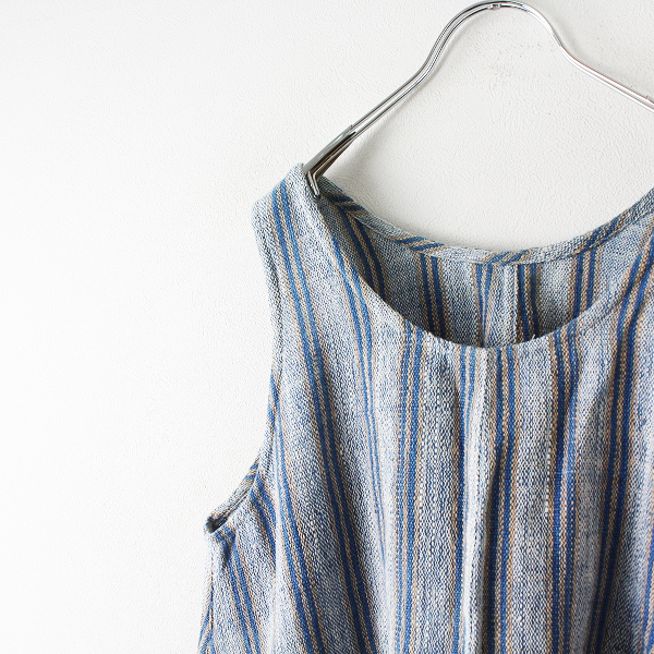 USAATO うさと 手織り 天然草木染め ノースリーブ チュニック/ネイビー