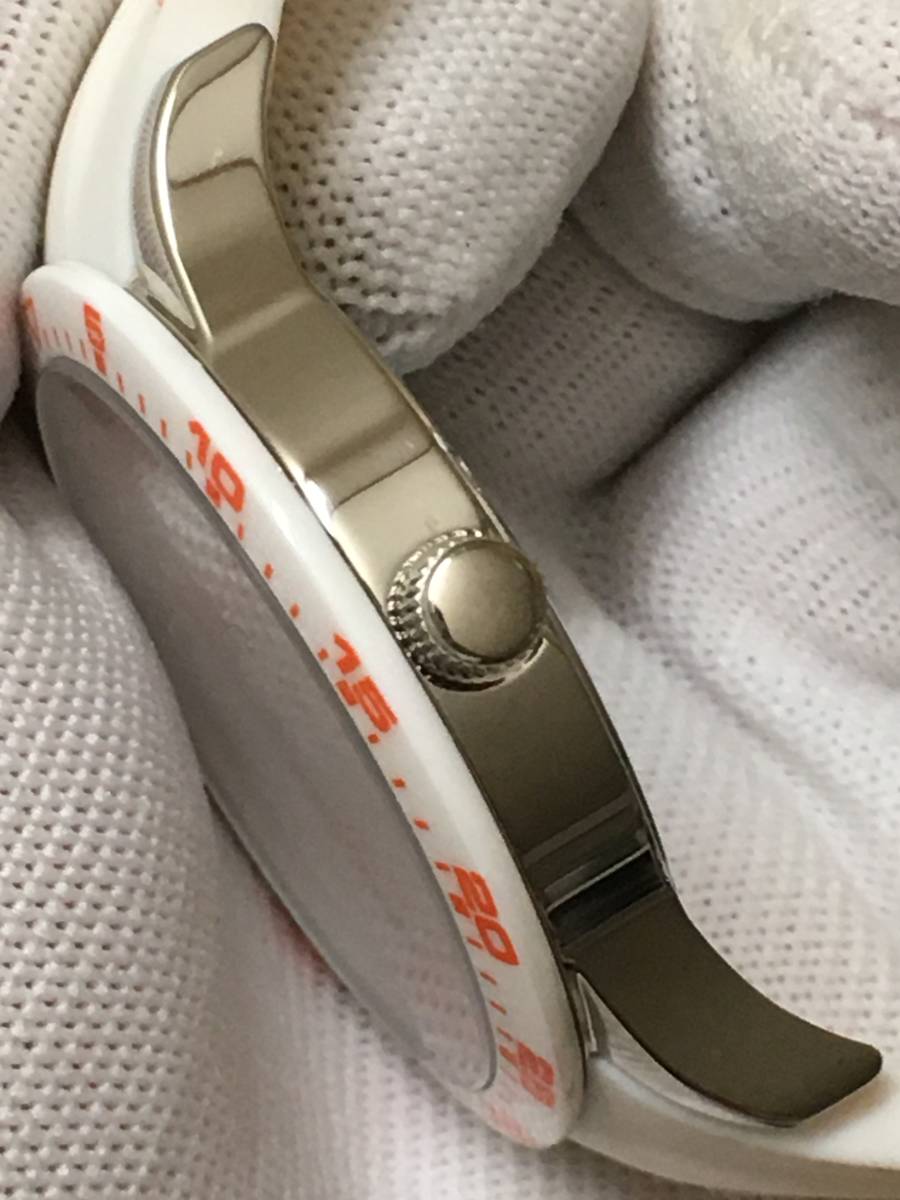 1円～ 未使用　Roven Dino RD3253-1 ロマンディーノ ラバーベルト メンズウォッチ ホワイト/オレンジ 可動品　箱なし_4