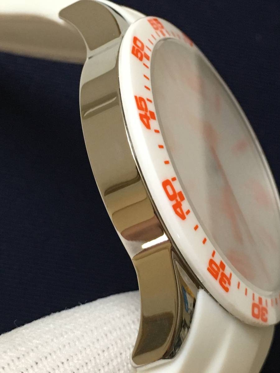 1円～ 未使用　Roven Dino RD3253-1 ロマンディーノ ラバーベルト メンズウォッチ ホワイト/オレンジ 可動品　箱なし_6