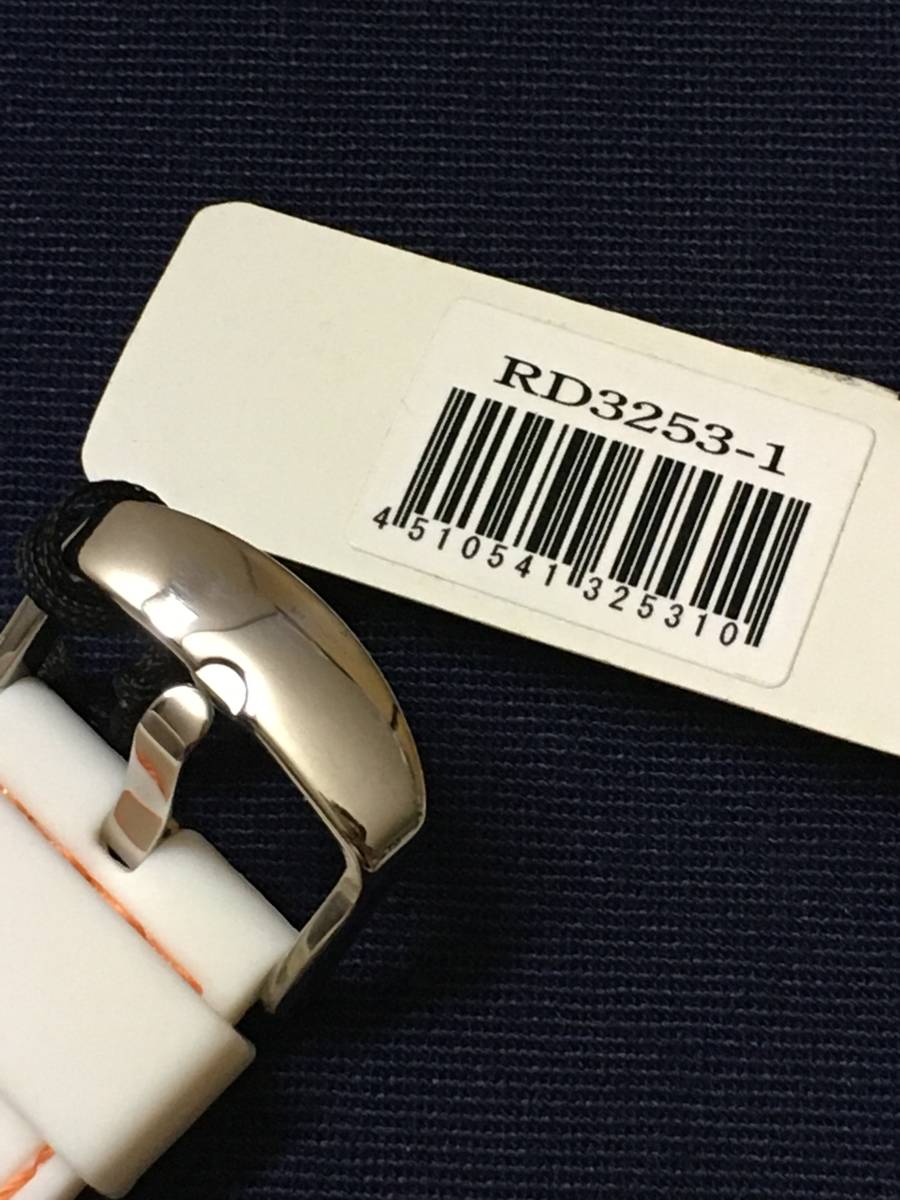 1円～ 未使用　Roven Dino RD3253-1 ロマンディーノ ラバーベルト メンズウォッチ ホワイト/オレンジ 可動品　箱なし_7