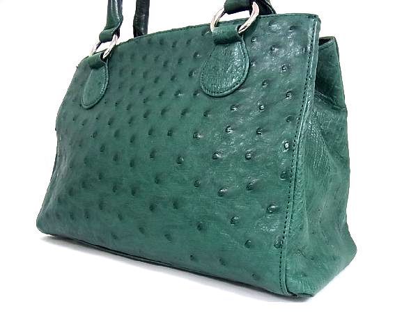 1円□極上□本物□美品□ オーストリッチ シルバー金具 ハンドバッグ