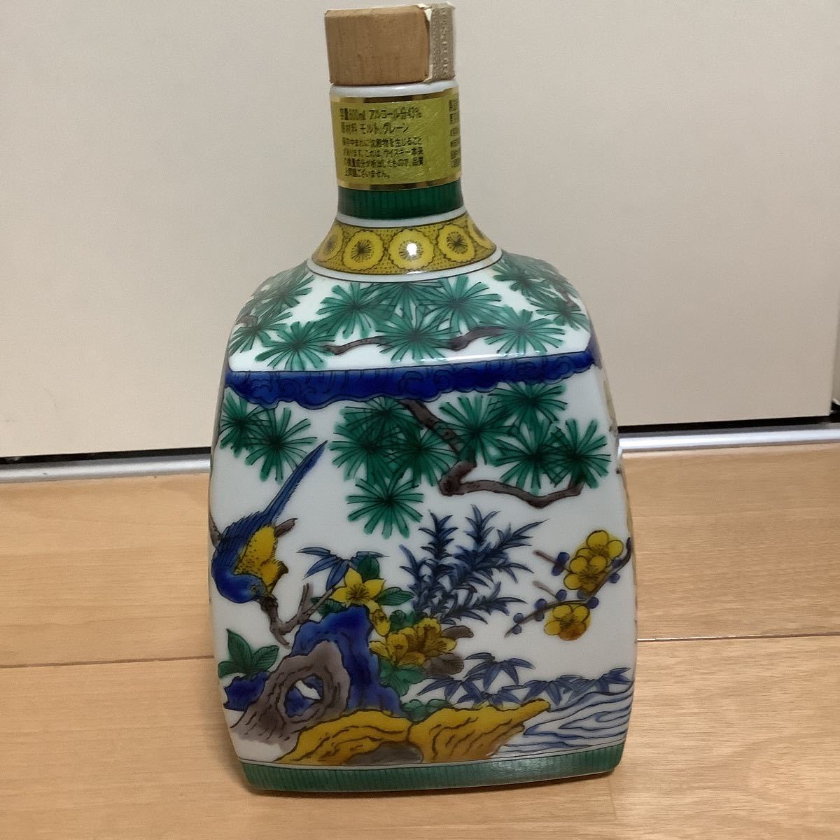 中身なし　響21年 九谷焼　吉田屋風花鳥図角瓶_2