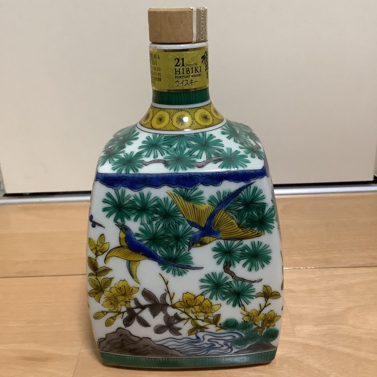 中身なし　響21年 九谷焼　吉田屋風花鳥図角瓶_4