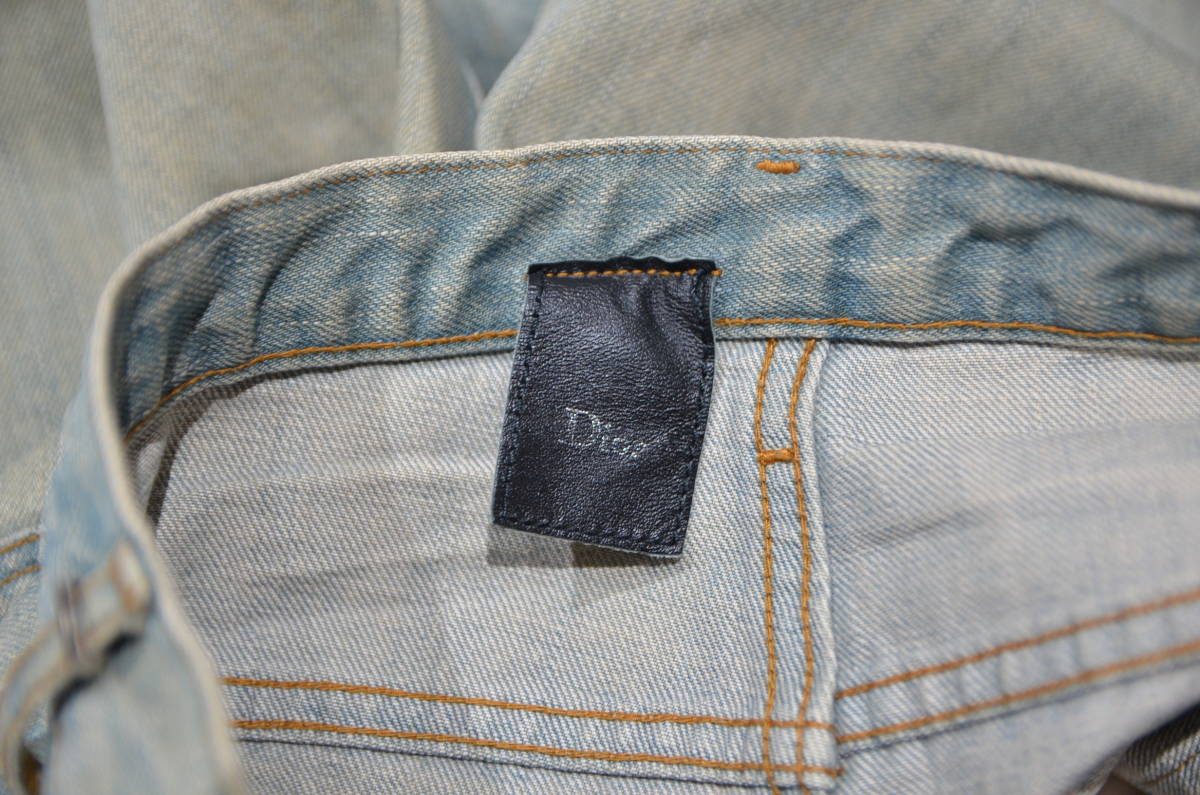 Dior HOMME ディオールオム 04SS アイスブルー デニム パンツ ダメージ 