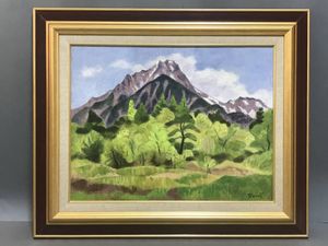 純】鳥居 敏文「油彩10号”八ッケ岳（清里高原）”～独立美術会員物故