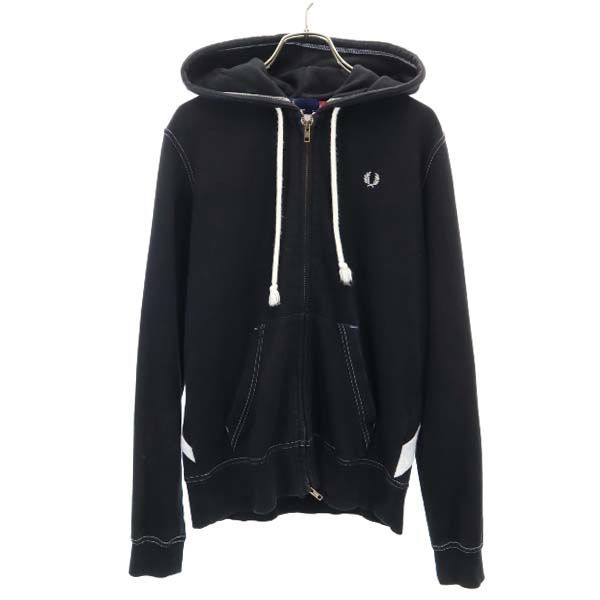 フレッドペリー スウェット バック ユニオンジャック柄 ジップパーカー M 黒 FRED PERRY メンズ 210331
