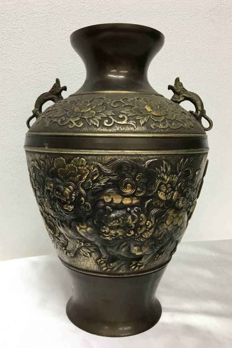 Yahoo!オークション 文化遺産オンライン 「唐獅子牡丹」金属工芸 (工芸