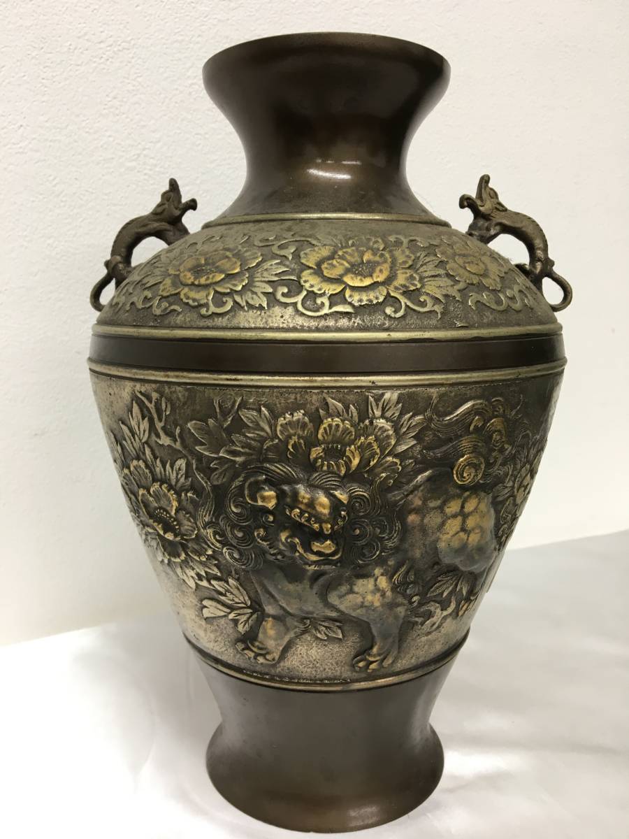 Yahoo!オークション 文化遺産オンライン 「唐獅子牡丹」金属工芸 (工芸