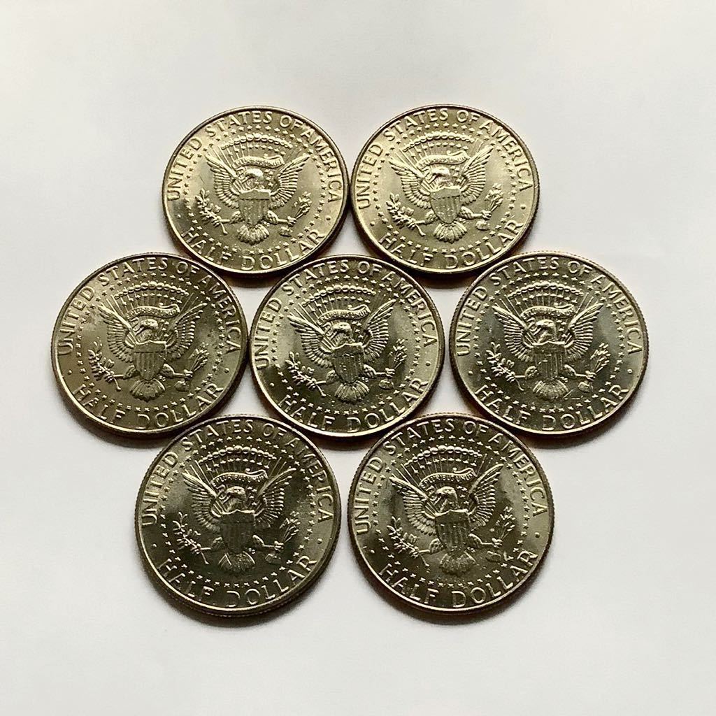 希少品セール】アメリカ ハーフ 50セント硬貨 1990年 7枚 まとめて(北