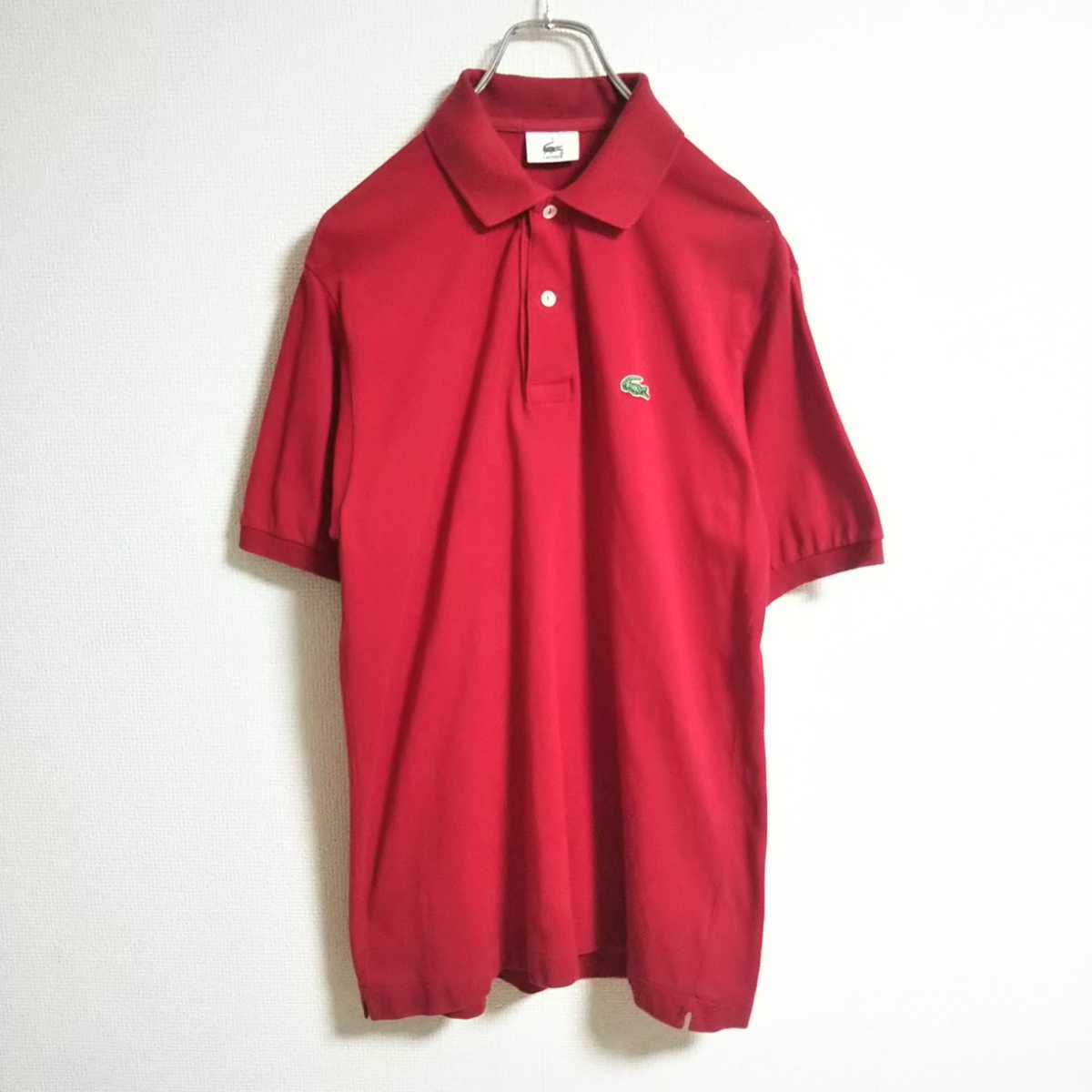 送料無料】LACOSTE ポロシャツ L1212 日本製 赤 レッド 半袖 2つボタン 