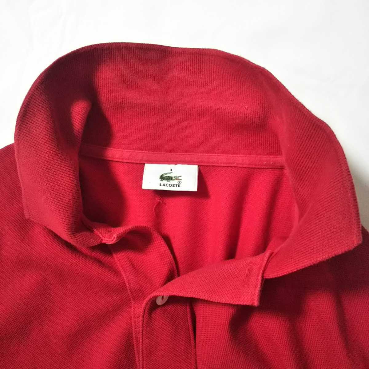 送料無料】LACOSTE ポロシャツ L1212 日本製 赤 レッド 半袖 2つボタン 