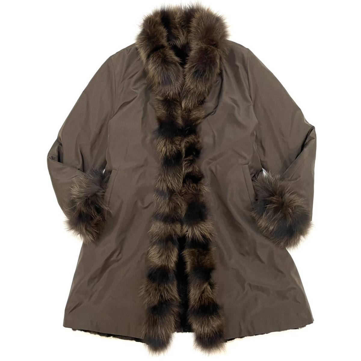 未使用品◇定価40万円 BALMAIN 毛皮 ブルーフォクス×シルク 高級 