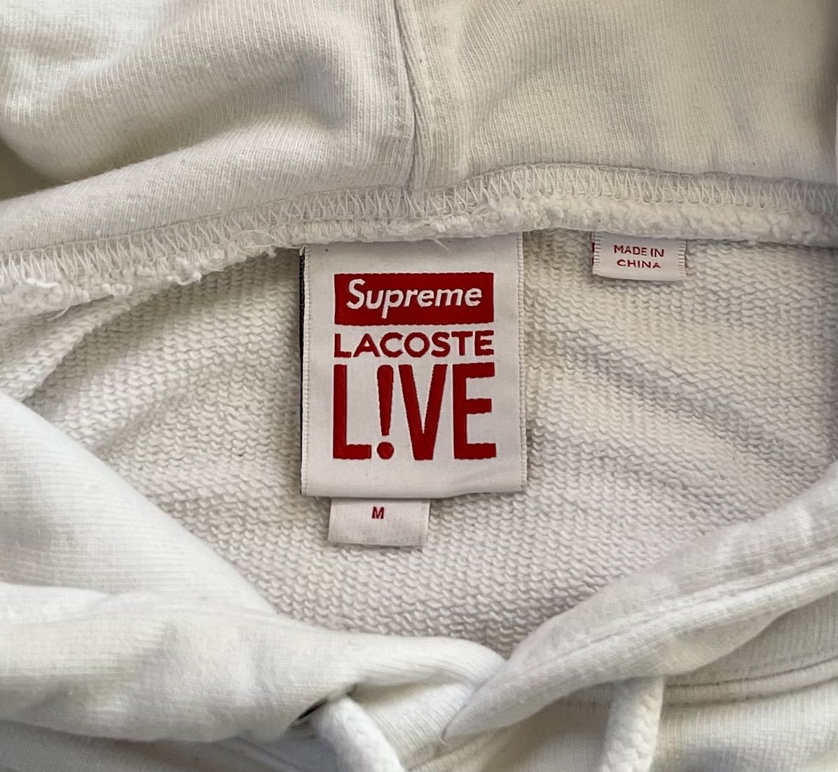 18SS M LACOSTE L!VE Supreme Hooded Sweatshirt White シュプリーム 