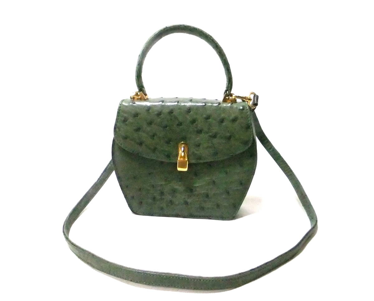 Beverly ビバリー リアル オーストリッチ 2way ハンドバッグ 