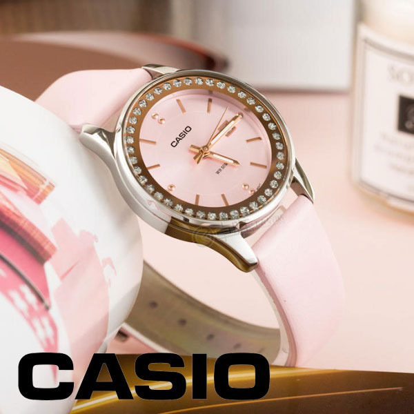 【1円】【新品】CASIOカシオ腕時計レディースレザーピンクアナログキュービクルジルコニアプレゼントギフト子供大人おすすめ記念日クォーツ