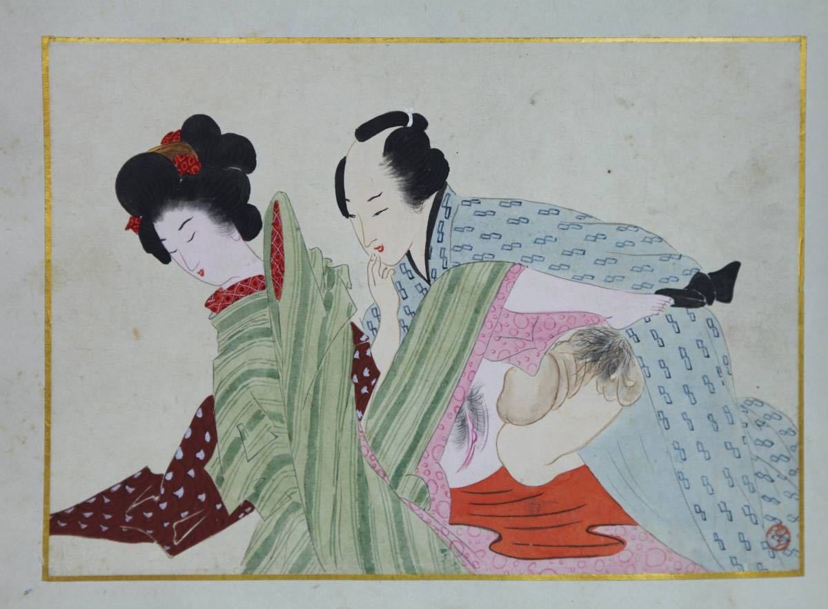 蔵出 細密絵春画帳6図 肉筆紙本 池上筆 明治時代 春宮図 艶画 浮世絵
