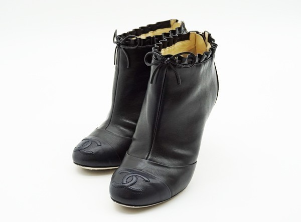 ◇【CHANEL シャネル】ココマーク ブーティ ブーツ ブラック 35