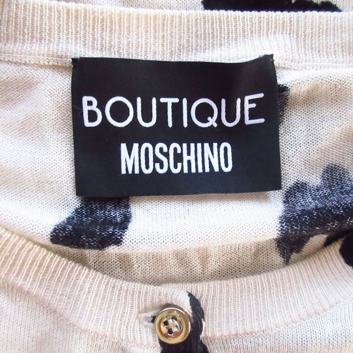 良品 BOUTIQUE MOSCHINO ブティックモスキーノ 丸首 長袖 アニマル柄 